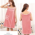 thumbnail image 6 of Fleece Wearable Bath Towel for Women - Soft Absorbent Bath Wrap with Snap Closure - Hands-Free Towel Skirt for Drying, Home Sleepwear, Beach Cover Up - 130x90cm Large Wrap with Side Pocket, 6 of 6