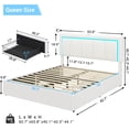thumbnail image 5 of Queen Platform Bed Frame with LED Headboard&USB and Type-C Ports Modern Upholstered Bed Frame with 4 Storage Drawers,Faux Leather Bed Frame for Bedroom,White, 5 of 9