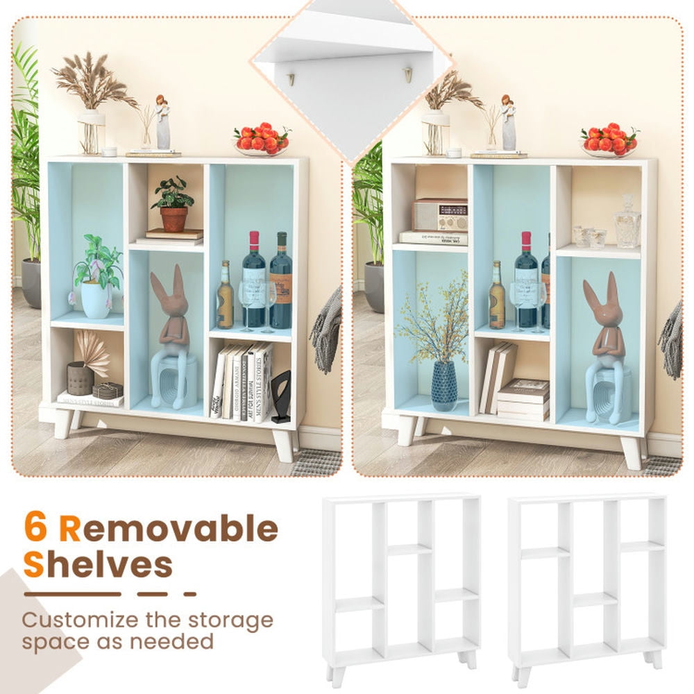 YYAo Bookcase Shelf, Bookshelf, Book Storage Rack, 9-Cube Bookcase with 6 Removable Shelves and Raised Support Feet-White
