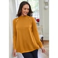 thumbnail image 2 of Jessica London Women's Plus Size Gold Button Mockneck Sweater, 2 of 5