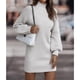 thumbnail image 2 of Mini Sweater Dress Pure Color Bodycon Sweater Dress Lantern Sleeves Fashion Soft for Winter for Girls ANGGREK Otros, 2 of 6