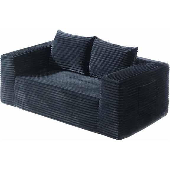 71" Loveseat Sofa-in-a-Box, Deep Seat Couch, No Assembly Required, Comfy Plush Corduroy for Living Room, Bedroom, Office