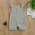 thumbnail image 3 of One opening Baby  Short Romper, Sleeveless O-neck Jumpsuit with Pocket, 3 of 5