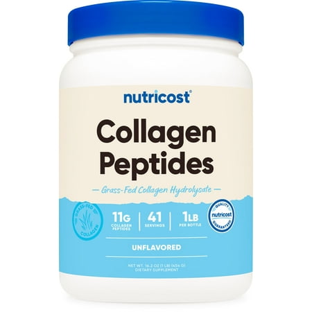 Nutricost Collagen Hydrolysate (Bovine) Powder - Grass Fed  1LB  Supplement