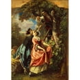 thumbnail image 2 of Camille-Joseph-Etienne Roqueplan 11x14 Black Ornate Wood Framed Double Matted Museum Art Print Titled: Rousseau and Mlle. Galley Gathering Cherries (1851), 2 of 5
