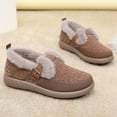 thumbnail image 5 of Winter Plush Cotton Casual Shoes for Women Comfortable Slip On Fleece Lined Loafers Platform Non Slip Dress Walking Shoes Brown Size 9.5, 5 of 9