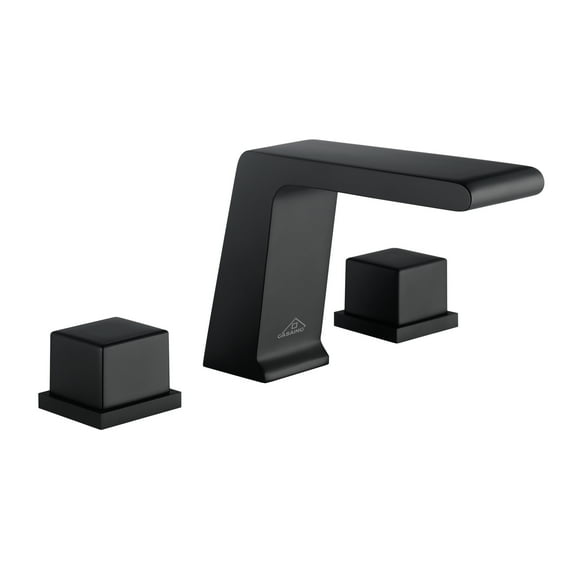 CASAINC 8'' Deck Mounted Square Bathroom Faucet with Handheld Shower and Tub Spout, Matte Black