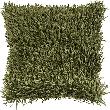 Libby Langdon Shaggy Texture Hand Crafted Textural Decorative Pillow, Green