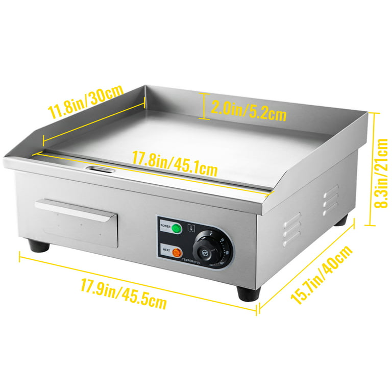 DENEST Commercial Electric Griddle Flat Top Grill Hot Plate Kitchen  Counter-top 1300 Watt 