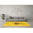thumbnail image 3 of Ahgly Company Machine Washable Indoor Round Abstract Yellow Modern Area Rugs, 4' Round, 3 of 4