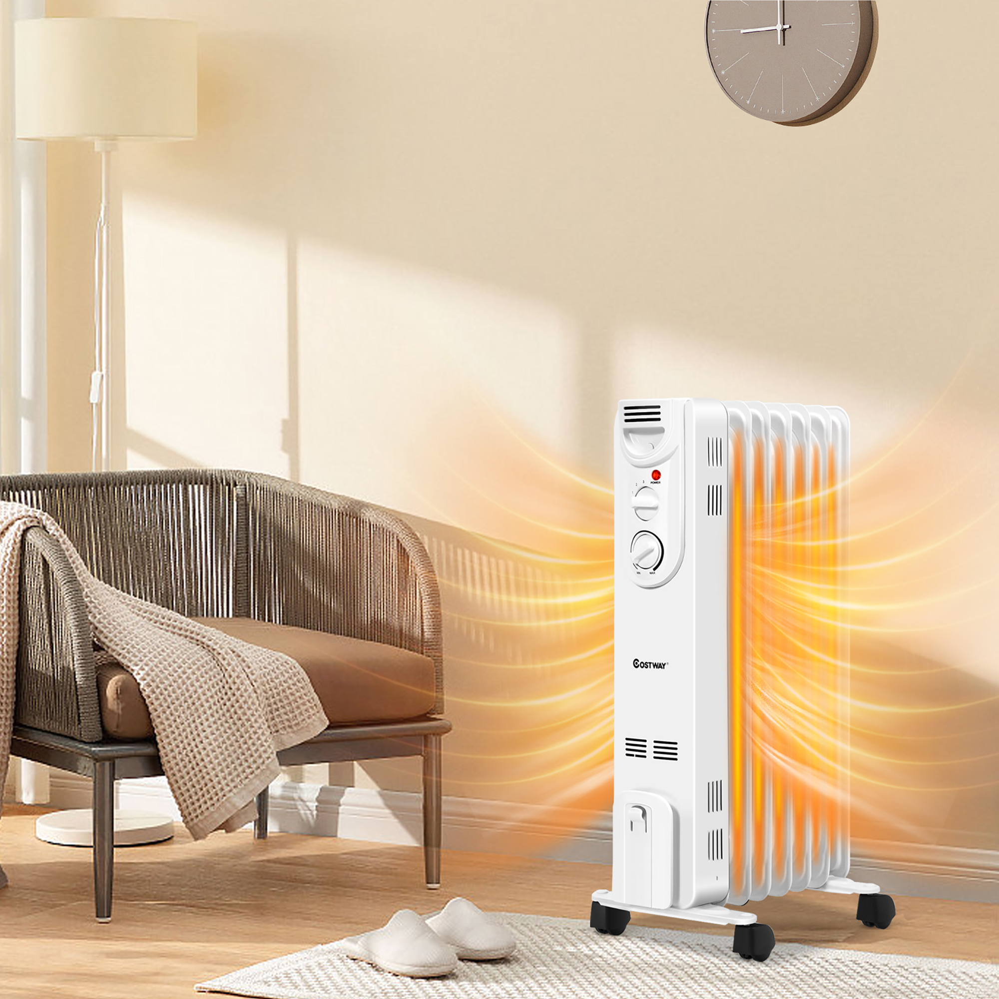 Costway 1500W Electric Oil Filled Radiator Space Heater 5-Fin Thermostat Room Radiant - image 3 of 10