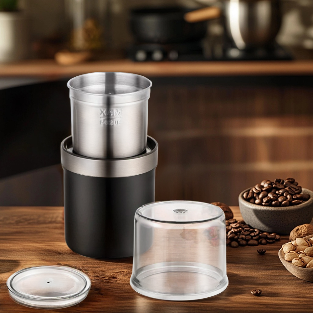JLLOM Electric Coffee Grinder, Black, Detachable Design