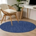 thumbnail image 5 of Navy Blue 4ft Round Rug, Farmhouse Burlap Solid Blue Color Modern Linen Texture Non-Skid Rubber Backing Large Area Rugs - Living Room Bedroom Home Office, Indoor Floor Mat Carpets Washable Rug, 5 of 9