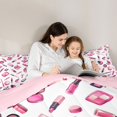 thumbnail image 4 of Castle Fairy Glam Cosmetic Print Twin Bedding 7-Piece,Pink Fashion Pattern Bedding Comforter Set,Pink White,Grey Reversible, 4 of 7