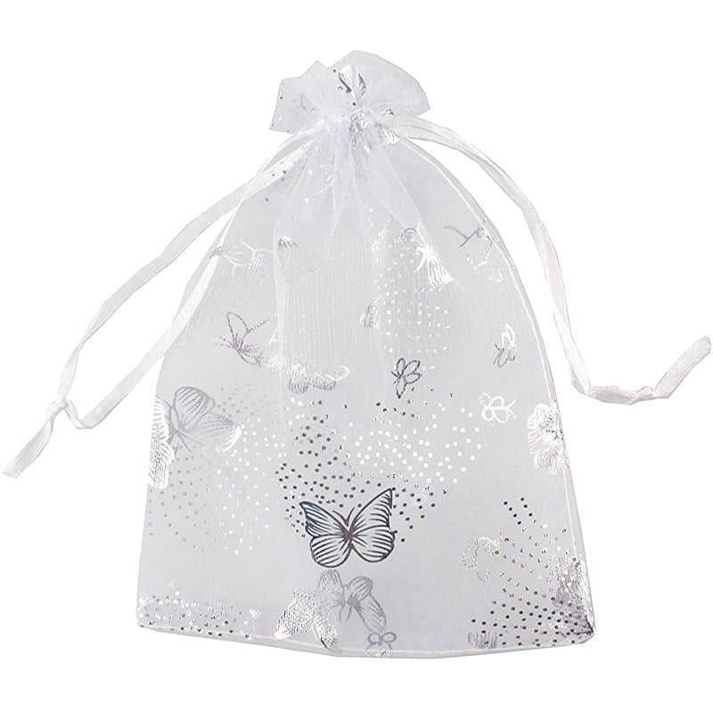 100Pcs 9X12cm Butterfly Organza Jewelry Gift Pouch Candy Pouch Drawstring S6V2 