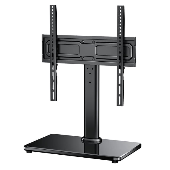 MountFTV Swivel Table Top TV Stand for 24-60 inch TVs, 50 degrees Swivels Adjustable Tabletop TV Stand with Tempered Glass Base,  Holds up to 88lbs, Max 400x400mm