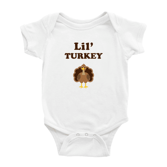 Cute Baby Jumpsuit Lil' Turkey Animal Funny Boy & Gril Newborn Clothes Outfits (White, 3-6 Months)