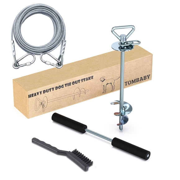 Cable TOMBABY de acero inoxidable de 9,5 pulgadas con forma de estaca para perros, 9 m