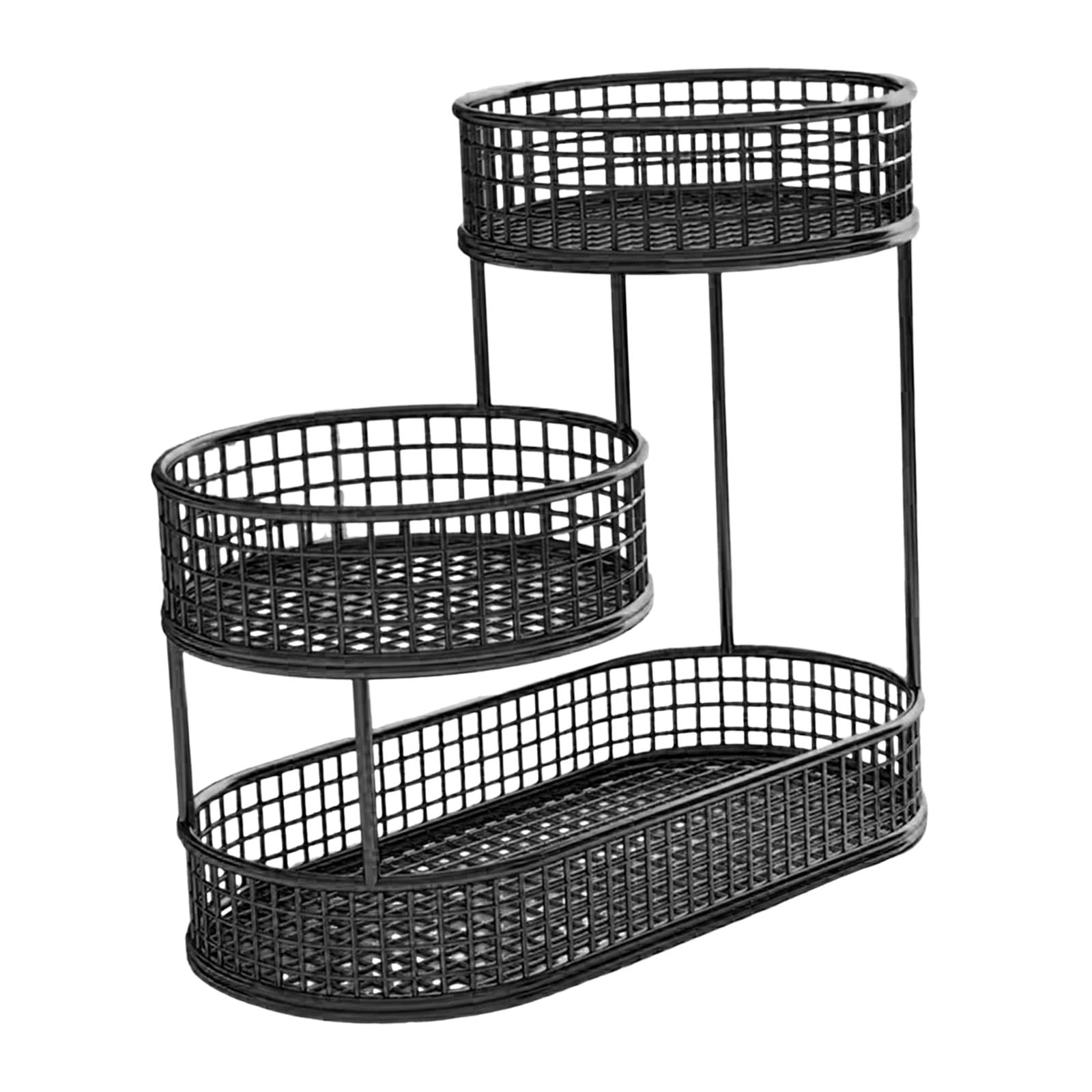 Baoblaze Metal Fruit Basket Serving Stand Wrought Iron Fruit Stand Large Capacity Counter Space Saver Fruits Stand Holder Serving Bowl black