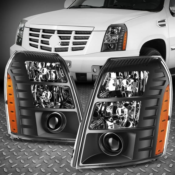 NUVISION for 07-14 Cadillac Escalade ESV EXT HID Projector Headlight Lamps Black/Amber