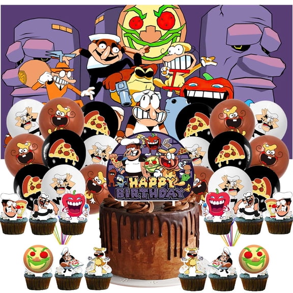 Pizza Tower Party Supplies Latex Balloons Decor Banner Backdrop Kit Birthday Decorations
