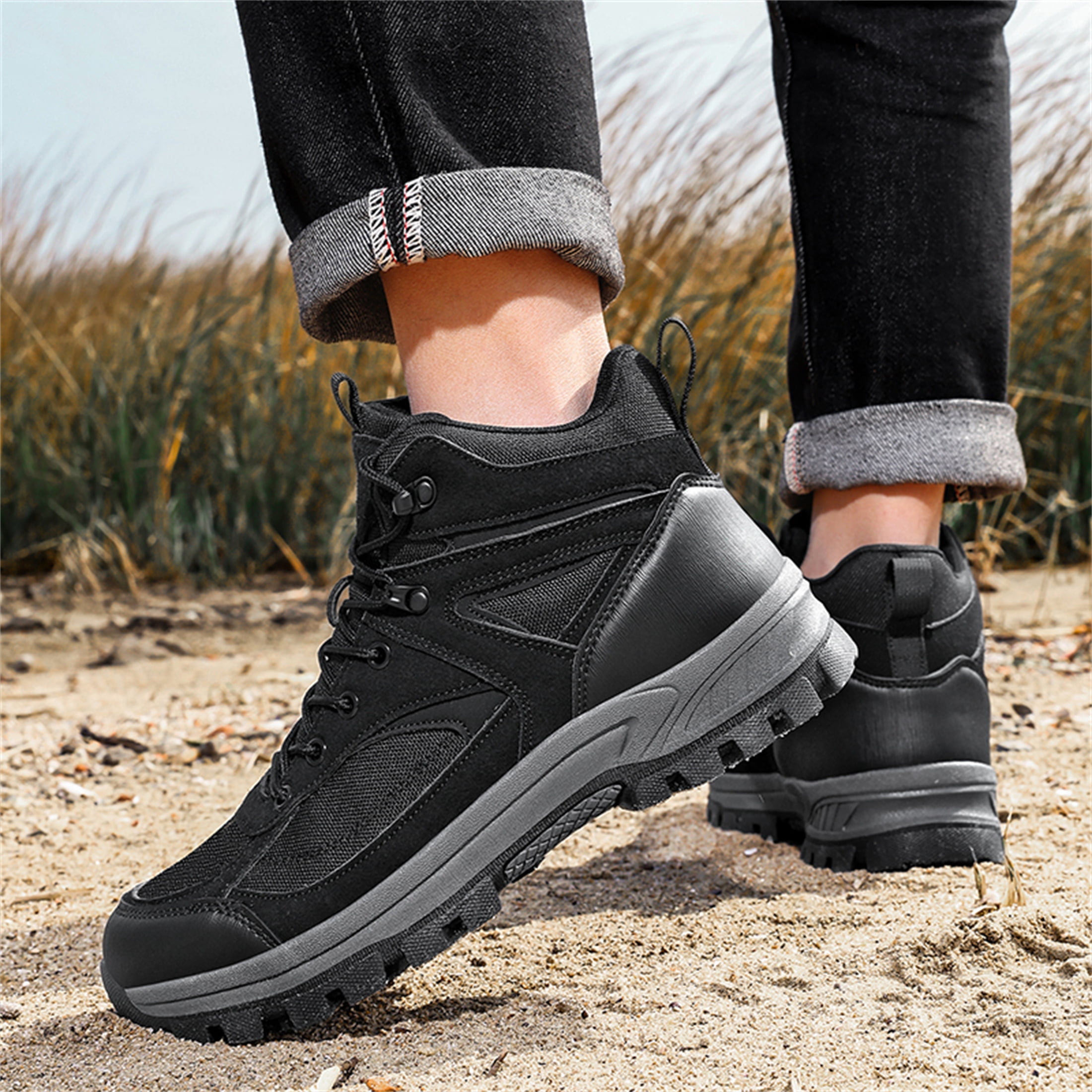 YOURDIARY Mens Hiking Boots Waterproof Non-Slip Outdoor Trekking Shoes Lightweight Durable Trail Camping Mountaineering Boots