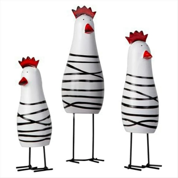 Cute Wood Wooden Chicken Chook Carving Figurines for Home Decor, Rooster Kitchen Decor, Living Room Decorations,3 x Decorations