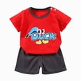 thumbnail image 4 of KPOPLK Boys Summer Clothing Set Short Sleeve Graphic Tee T-Shirt and Elastic Waist Shorts 2 Piece Outfits Set(3-6 Months,Red), 4 of 4
