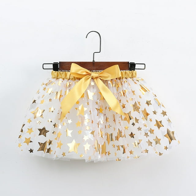 HUITKMM Robe Fille Enfants Filles Fête Vacances Jupes de Ballet Fête Étoile Jupe de Danse à Paillettes 6-8 Ans