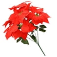 thumbnail image 4 of Injueey Franela artificial Flores artificiales de Navidad Poinsettia roja Arbustos Ramos Árbol de Navidad Fiesta Decoración de la oficina en el hogar Flores artificiales rojo 7 tenedores Injueey HA6994-02B, 4 of 6