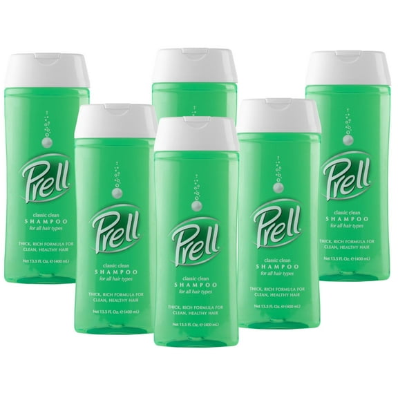Prell Classic Clean Shampoo Thick Rich Formula All Hair Type 13.5oz, - 6 Pack