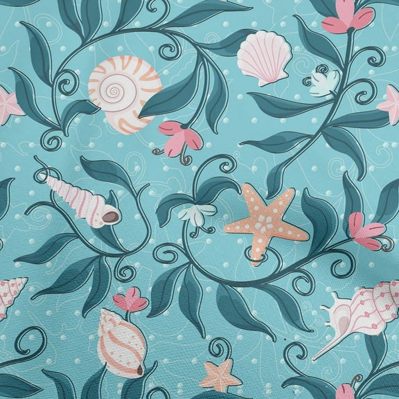 oneOone Polyester Spandex Turquoise Blue Fabric Ocean Underwater Life Diy Clothing Quilting Fabric Print Fabric By Yard 56 Inch Wide