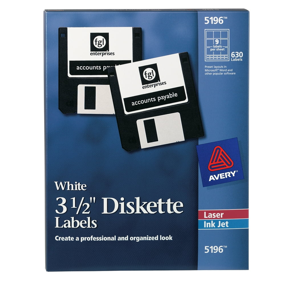 Avery Diskette Labels, Permanent Adhesive, 23/4" x 23/4 , 630 Labels