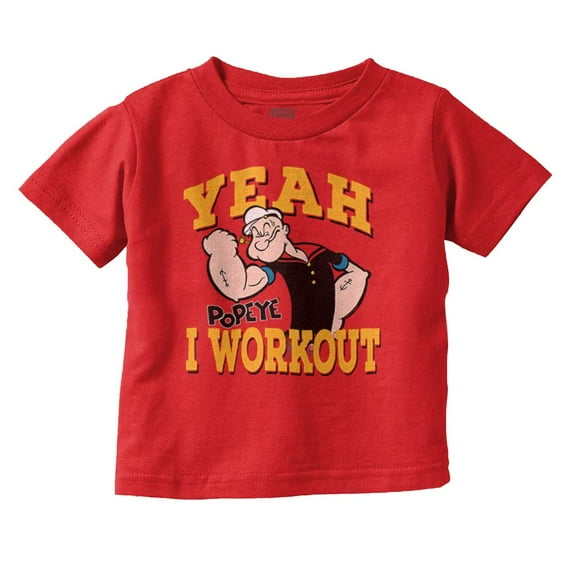 Yeah I Workout Popeye The Sailor Man Toddler Boy Girl T Shirt Infant Toddler Brisco Brands 18M