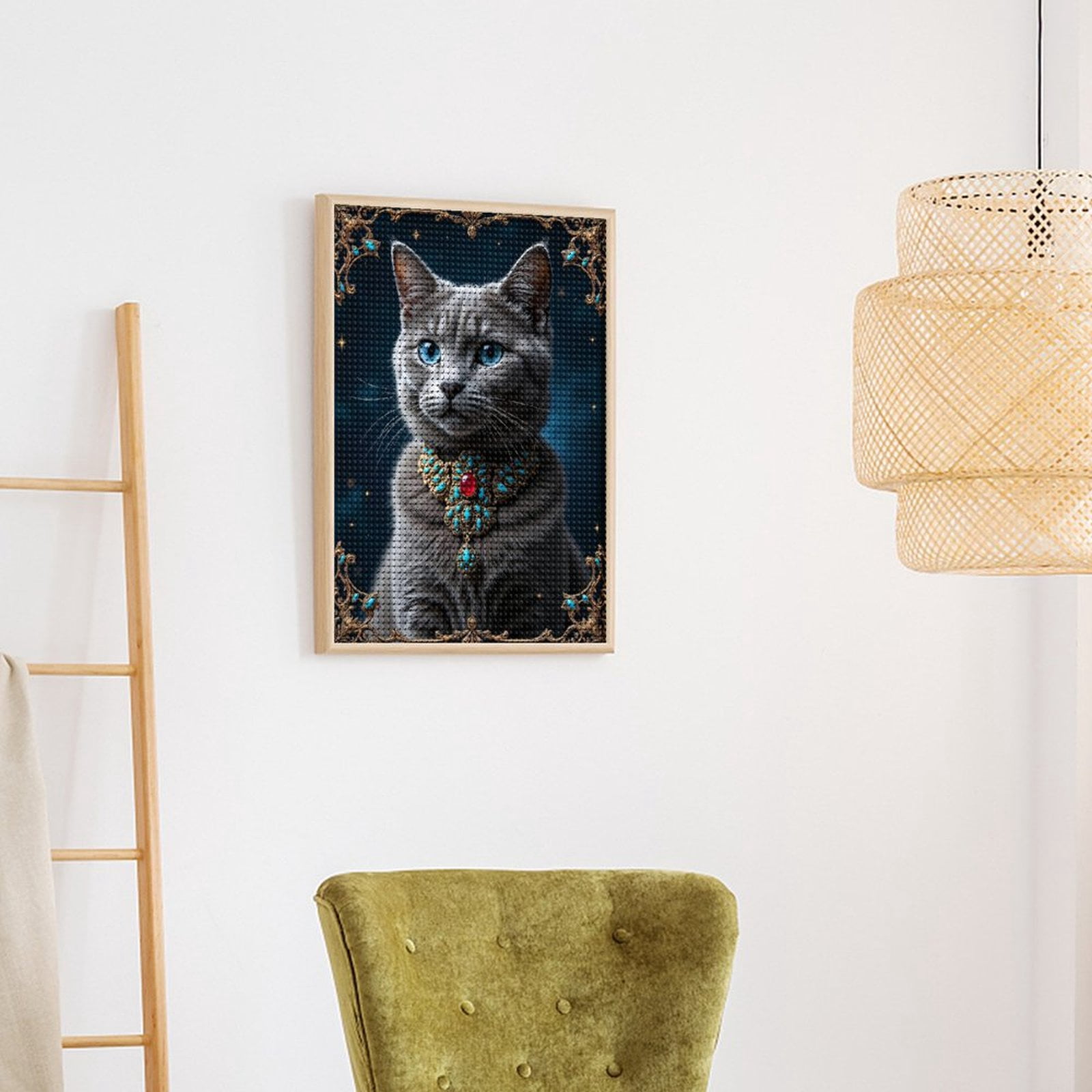 Diamond Art Kits for Adults, Exquisite Feline Jewelry Portrait 5D Diamond Painting Kits for Adults Beginners, DIY Full Drill Diamond Painting, Gem Art and Crafts 12x16