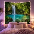 thumbnail image 2 of Tropical Waterfall With Turquoise Pool, Peaceful Photographic Style for Nature Lovers, Nature Wall Art, Housewarming Gift Tapestry Wall Hanging for Bedroom and Living Room, 2 of 7