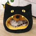 thumbnail image 4 of Cozy Cat Bed Warm Cave Nest for Indoor Cats & Small Dogs, 13 x 13 Inches, Super Soft Calming Anti-Anxiety Pet Bed, Kitty Shape Puppy House, Black, 4 of 8