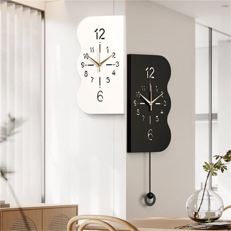 Modern Corner Wall Clock with Pendulum Silent Non Ticking Decorative Double Sided Clock for Living Room Bedroom Kitchen Office