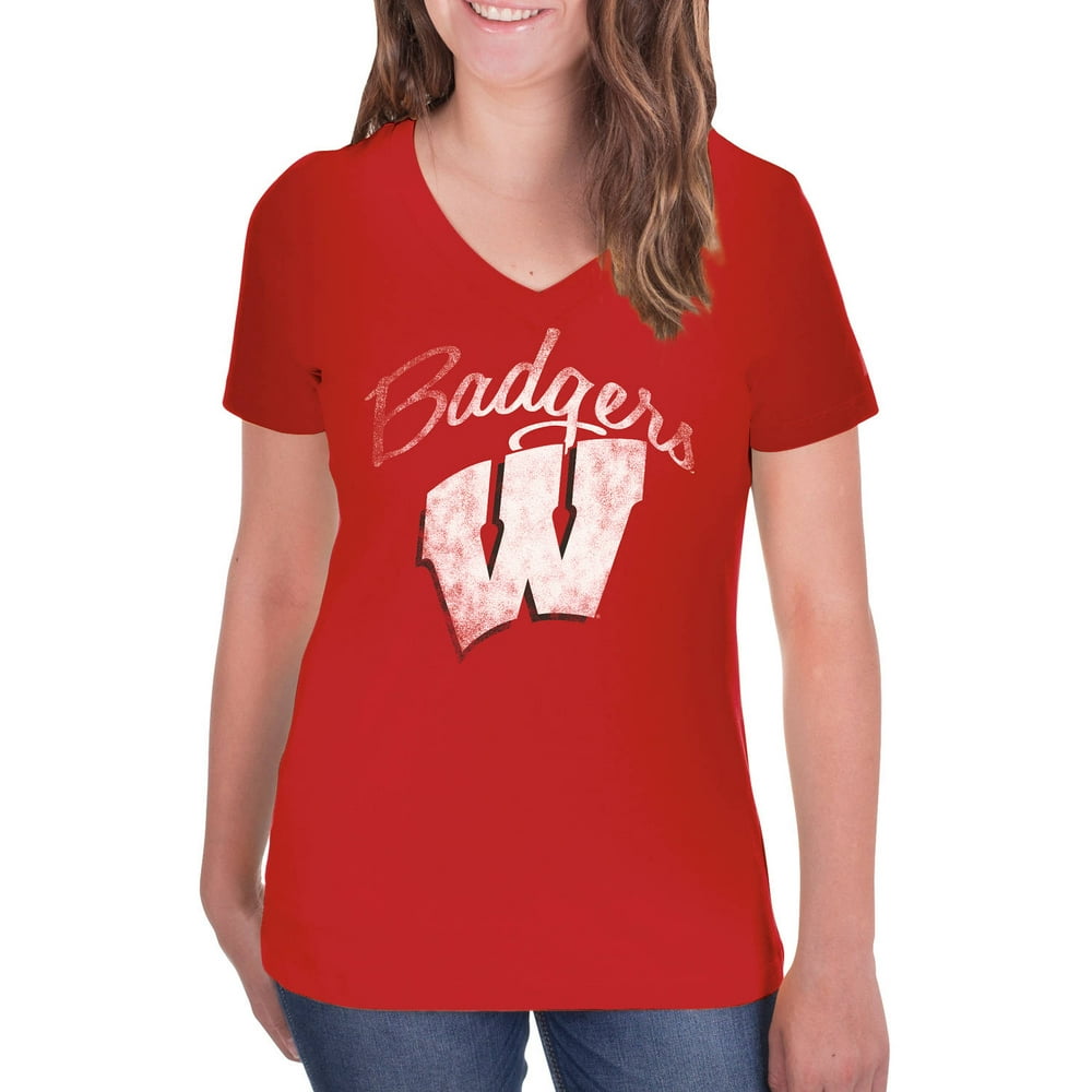 NCAA Wisconsin Badgers Women's VNeck Tunic Cotton Tee Shirt Walmart