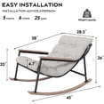 thumbnail image 6 of CHINNLUU Papasan Rocking Chair with Cushion, Patio Lounge Chair, Metal Frame Rocker, 450lbs Capacity, Indoor Outdoor Lounge for Garden, Porch, Living Room, Balcony, - Light Gray, 6 of 12