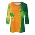 HAJWOH St. Patricks Day Shirts Women Plus Size 3/4 Length Sleeve Tops