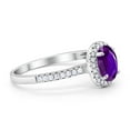 thumbnail image 2 of Halo Oval Engagement Ring Round Amethyst CZ 925 Sterling Silver Size 9, 2 of 3
