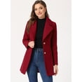 thumbnail image 2 of Abrigo De Botones Con Cuello Chal Con Muescas Para Mujer Abrigo De Invierno Largo De Un Solo Pecho Con Bolsillos Rojo M, 2 of 6