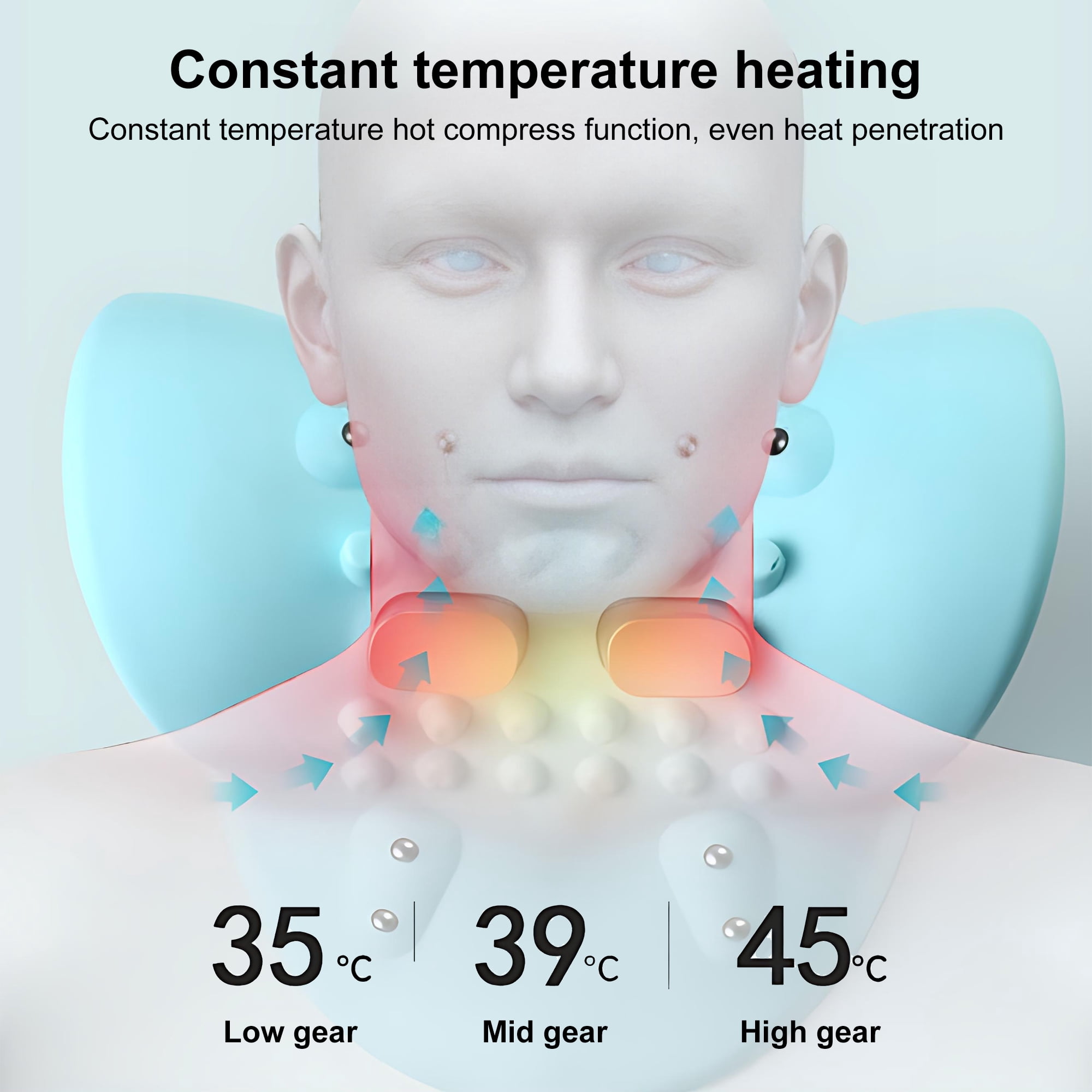 INSMART Neck Massager with EMS Pulse, 6-Level Intensity & Magnetic Heat Massage – Portable Cervical Relief for Muscle Stiffness and Fatigue