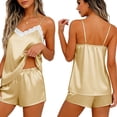 thumbnail image 5 of Yutgune Women's Satin Pajama Sets Pjs Sets For Women Lace Cami Shorts Soft Stretch Pajamas For Women Set S-XXL, 5 of 6