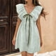 thumbnail image 1 of TaTaai Women's V-Neck Flutter Sleeve Dress Ruffled Flounce Hem Loose Fit Flowy Casual Summer Short Sleeve Mini Dress Daily Office Wear Vacation Gift, 1 of 7