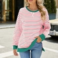 thumbnail image 2 of hotojiny Sweatshirt for Women Long Sleeve Loose Round Neck Pullover Blouse Color Block Striped Casual Fashion T Shirt Fall, 2 of 7