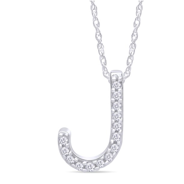 Jewel Zone US Natural Diamond Accent Initial Letter "J" Pendant