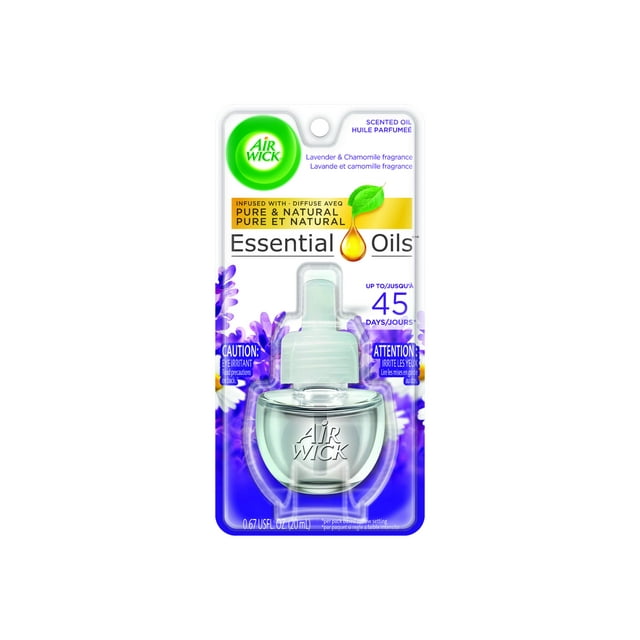 Air Wick essential oils scented oil refill with lavender and chamomile fragrance, lasts up to 45 days