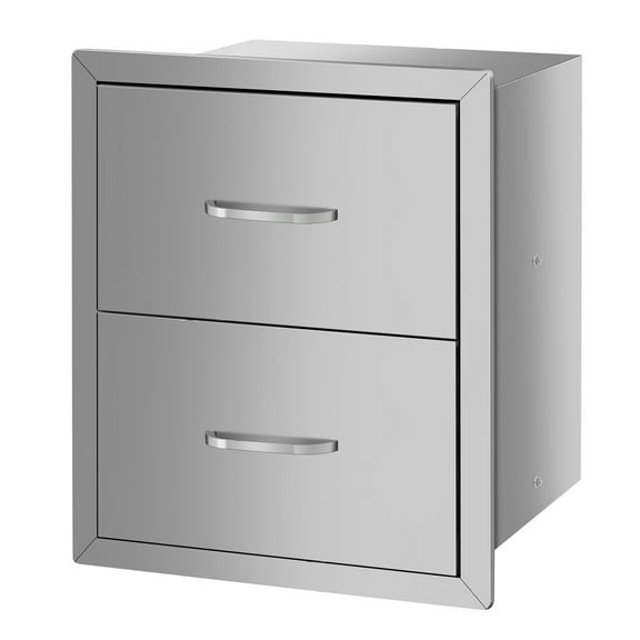 Stainless Steel Outdoor Kitchen Cabinets - Double Drawer - 18"W x 20.5"H x 12.5"D - Courtyard Storage - Durable & Weather Resistant
